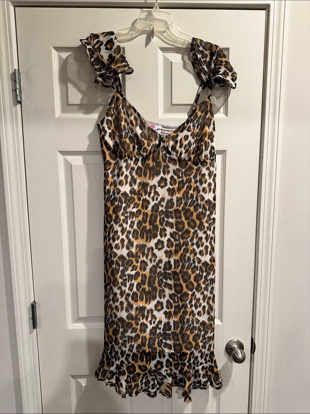 Betsy Johnson Leopard Print Ruffle-Strap Dress